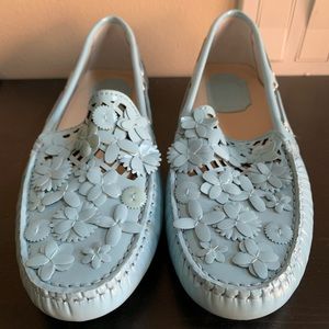 Christian Dior Blue Floral Patent Leather Loafers